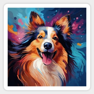 Abstract shetland sheepdog portrait painting Sticker